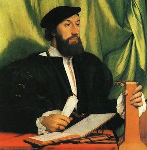 Unknown Gengleman With Music Books And Lute — Hans Holbein The Younger