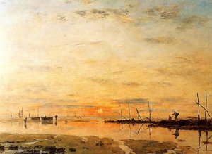 Le Havre, Sunset At Low Tide — Eugène Louis Boudin