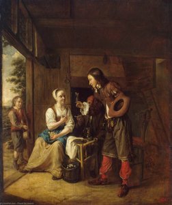 Man Offering A Glass Of Wine To A Woman — Pieter De Hooch