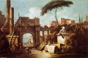 Ancient Ruins With A Great Arch And A Column — Giuseppe Zais