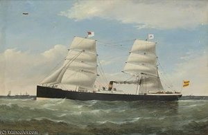 The Steam And Sail Vessel S.s. Emiliano At Sea — 윌리엄 H. 요크