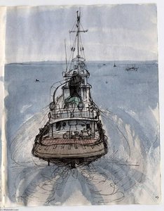 Schlepper flussabwärts
