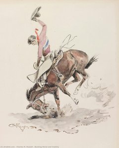 Bucking Horse And Cowboy — Charles Marion Russell