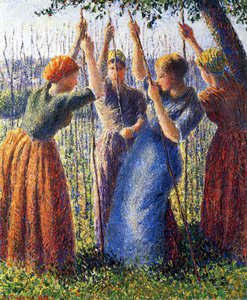 Peasant Women Planting Stakes — Camille Pissarro