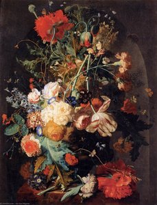 Vase Of Flowers In A Niche — Jan Van Huysum