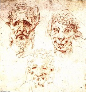 Studies Of Grotesque Heads — Michelangelo Buonarroti