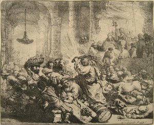 Christ Driving The Moneychangers From The Temple — Rembrandt Van Rijn