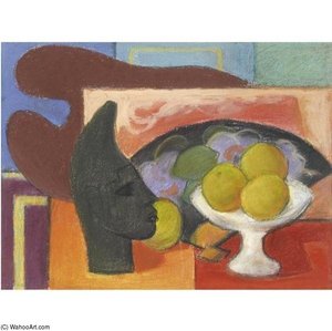 Benin Head, Fan And Fruit