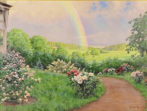 Garden with rainbow