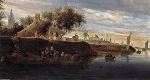 Ferry Near Gorinchem (detail) — Salomon Van Ruysdael