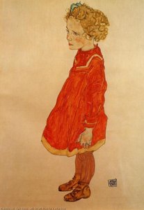 Szórványszínű Lány A Piros Ruhában — Egon Schiele