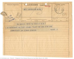 Telegram from Edvard Munch to Carl Moll, March 10, 1904