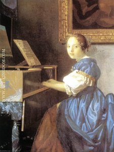 Lady Seated At A Virginal (detail) — Johannes Vermeer