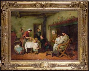 Christmas Visitors Stirring The Pudding