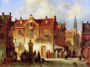 A Market View Sun — Charles Henri Joseph Leickert