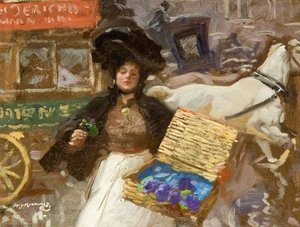 Flower Girl, Violets — Sir Alfred James Munnings
