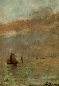 Fishing Boats At Dusk — Alfred Emile Léopold Joseph Victor Stevens