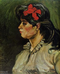 Porträtt Av En Kvinna Med Ett Rött Band — Vincent Willem Van Gogh