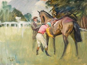 Unsaddling Of A Bay Racehorse, Stanley Wooton Colours — Sir Alfred James Munnings