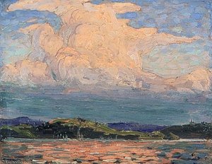 Pink Cloud Over A Lake — Thomas Clement Thompson