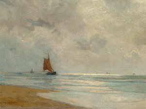 Sailing Boats Off Shore — Harry Van Der Weyden