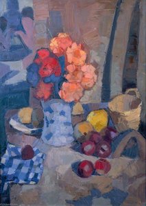 Flowers, Fruit And Checked Cloth — Denis Frederic Neal Peploe