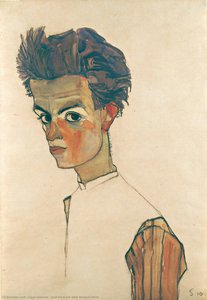 Self-portrait With Striped Shirt — Egon Schiele