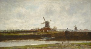 View Of The Mill And Bridge On The Noordwest Buitensingel In The Hague — Якоб Генріхус Маріс
