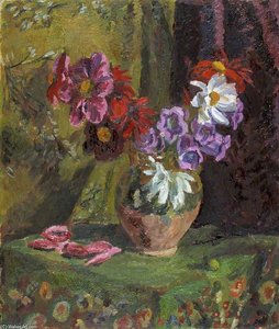 Dahlias And Canterbury Bells