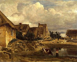 Un Cortile Vicino A Fontainebleau — Jean-baptiste-camille Corot