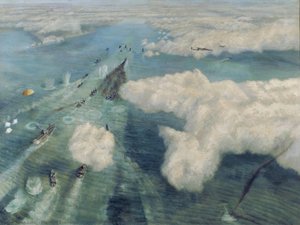 Attack On A Convoy Seen From The Air — Richard Eurich