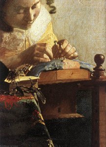 The Lacemaker (detail) — Johannes Vermeer