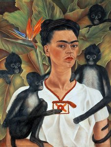 Self-portrait With Monkeys — Frida Kahlo