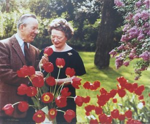 Rt. Hon. And Mrs. Lester B. Pearson With Tulip Named For Him. — Yousuf Karsh