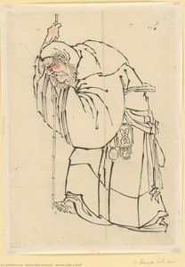 De Hermit Met Een Staf — Hokusai