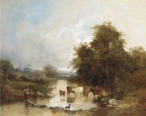 Cattle Watering At The Stepping Stones
