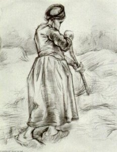 Peasant Woman, Tossing Hay, Seen From The Back — Vincent Willem Van Gogh