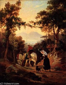 Italian Landscape With Peasants — Καρλ Βίλχελμ Γκέτσοφ