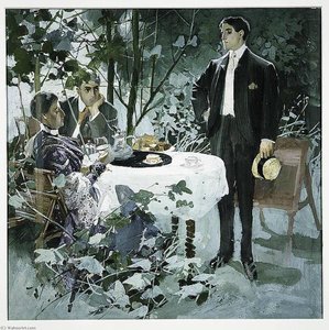 At Tea — Joseph Christian Leyendecker