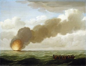 The 'luxborough' Galley Burnt Right Down — John Cleveley The Elder