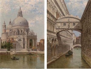A Church Procession At Santa Maria Della Salute; And A Gondolier At The Bridge Of Sighs