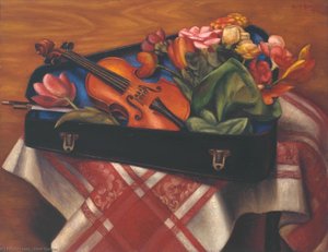 Violin Case And Flowers