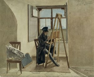The Painter Johann Adam Klein At The Easel In His Studio In The Palais Chotek In Vienna — Johann Christoph Friedrich Hölder