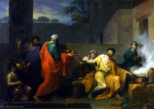 Manius Curius Dentatus Refuses Samnite Ambassadors. — Jean François Pierre Peyron