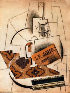 Bouteille de Vieux Marc, Verre et Papier