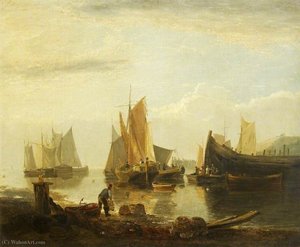 Fishing Boats In A Harbour — George Vincent
