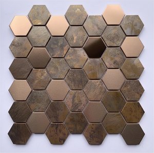 Copper & Stainless Steel Mosaic Wall Tiles - Rustic Metal Art, Interior Walls Modern Art Mosaic Tile Elevate Y
