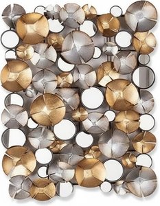 Abstract Metal & Mirror Wall Sculpture - Modern Floral Art